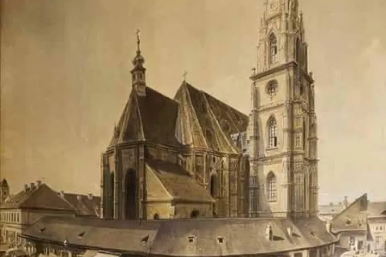 Imagine rarisimă cu Piața Unirii. În jurul Bisericii Sfântul Mihail erau manufacturi - FOTO   