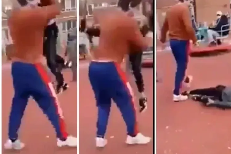 Părinte reținut după ce a dat de pământ cu un băiat, care se certa cu fiul lui în parc - VIDEO