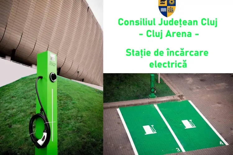 S-a amplasat o nouă stație de încărcare pentru mașinile electrice la Cluj Arena - FOTO