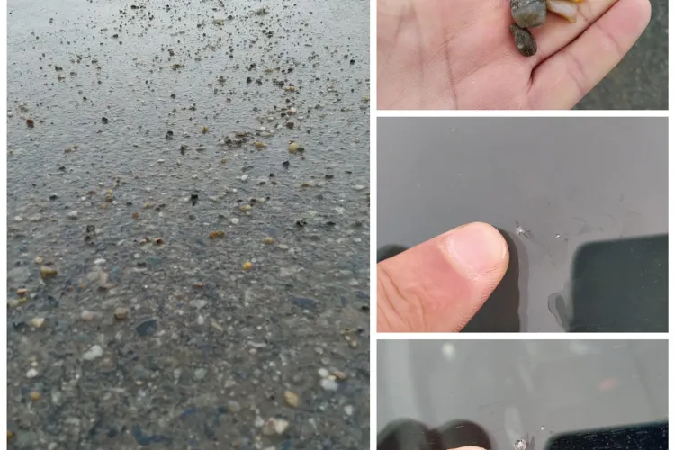 Deszăpezire cu pietre la Cluj, nu cu sare și nisip. Șoferii au parbrizele ciuruite - FOTO