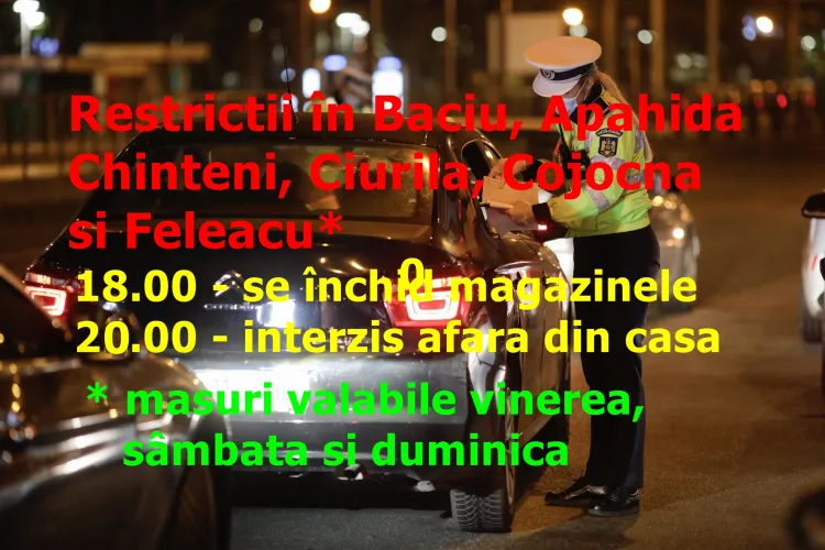 Restricții în Baciu, Apahida, Chinteni, Ciurila, Cojocna și Feleacu începând de duminică, 28 martie
