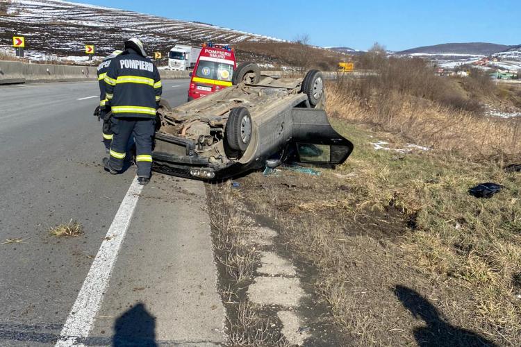 Accident grav la Vâlcele, dinspre Turda. Mașină răsturnată    