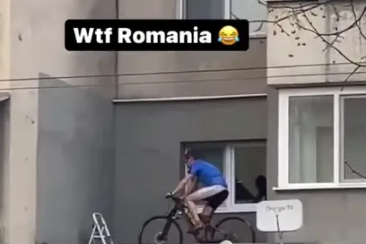 Un clujean și-a montat bicicleta pe balcon, sătul de restricții - VIDEO