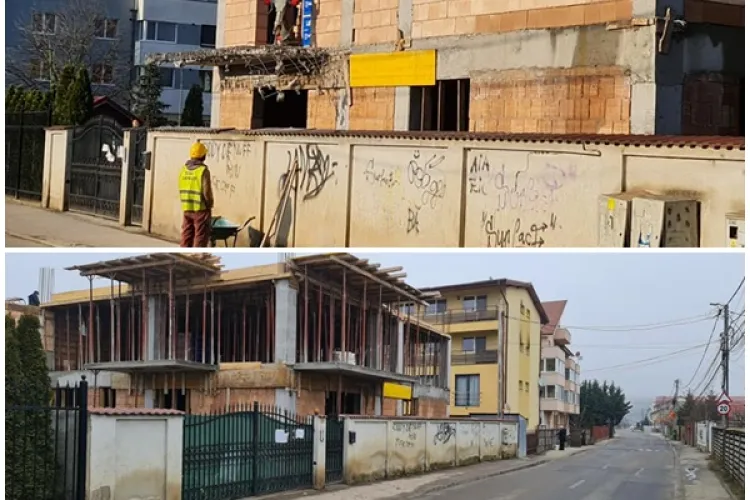 Victorie în lupta cu ”rechinii imobiliari” din Florești! Și-a demolat singur balcoanele de peste trotuar - FOTO   