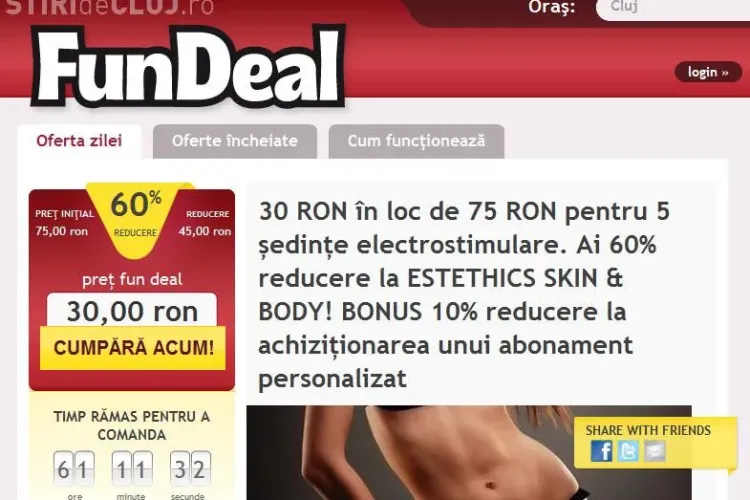 Reduceri de pana la 90%, in Cluj, exclusiv on-line! FunDeal te trimite ieftin la restaurante, concerte, centre spa si multe altele! (P)