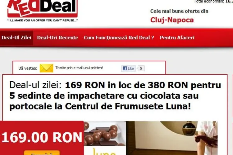 Cadou de Valentine's Day! Cinci impachetari in ciocolata sau in portocale la 169 de lei, in loc de 380 de lei! Vezi aici oferta! 