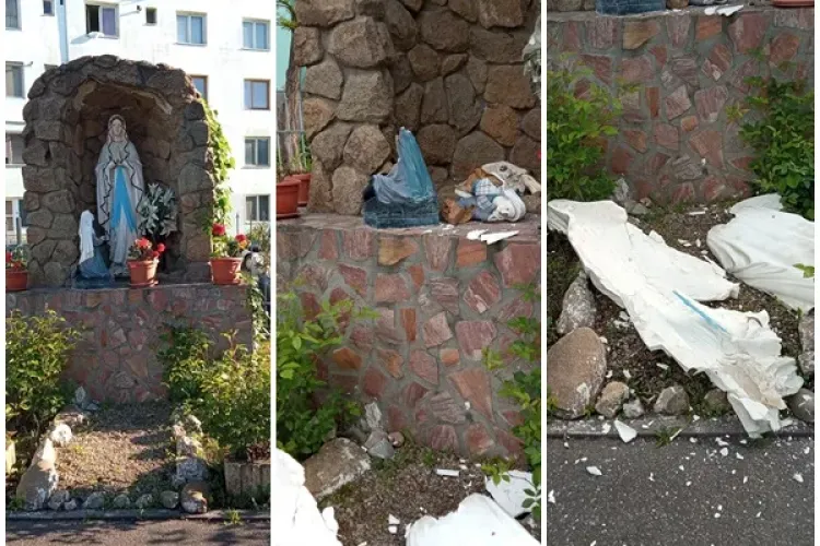 Statuia Maicii Domnului din Turda, spartă de persoane necunoscute - FOTO