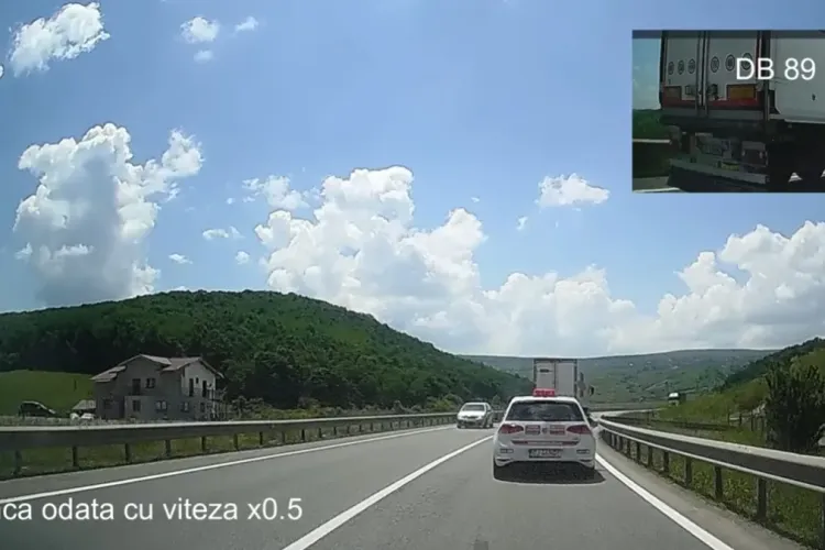 Încă un pilot de TIR la Cluj, pe centura Vâlcele Apahida. Depășire sinucigașă - VIDEO