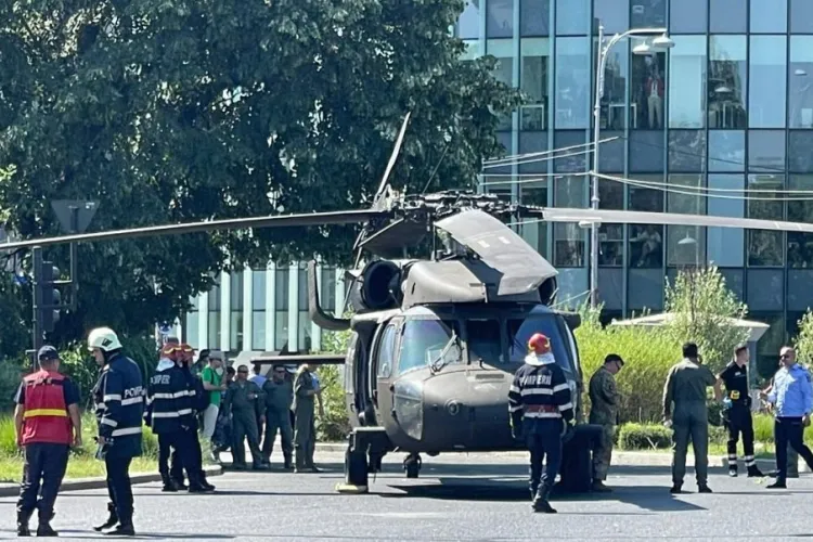 S-a aflat cauza aterizării forțate a elicopterului militar american în sensul giratoriu din București