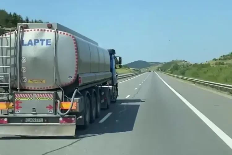 Șofer de cisternă circula pe Autostrada Turda - Gilău cu peste 120 km/h - VIDEO