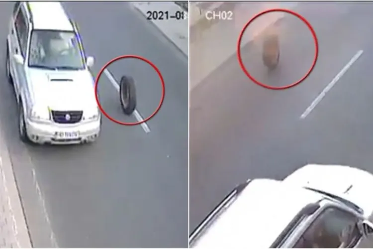 Roata unei maşini s-a desprins în mers şi a zburat zeci de metri, în Hunedoara - FOTO