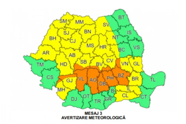 Cod galben de ploi torențiale și grindină în Cluj și alte județe, sâmbătă după-masă