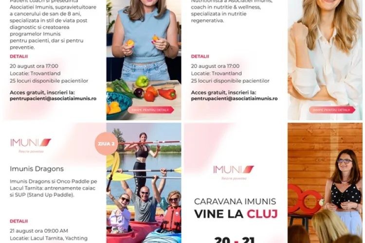 Cluj: Pacienții cu cancer sau care au învins boala sunt invitați la un workshop gratuit de nutriție și la un antrenament pe Tarnița   