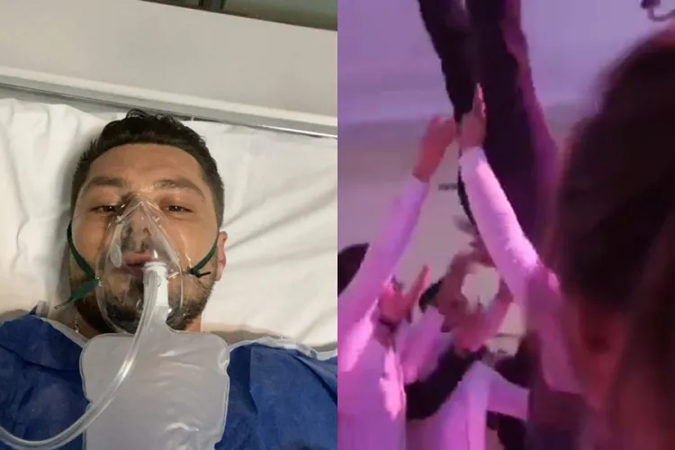 VIDEO - Mire ajuns la spital! Nuntașii l-au aruncat în sus și l-au scăpat pe jos. Și-a fracturat coloana
