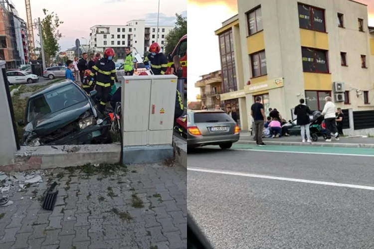Accident grav în Bună Ziua, lângă BT! Un șofer inconștient a încercat să vireze stânga, iar un alt șofer a intrat într-un zid de beton - VIDEO 