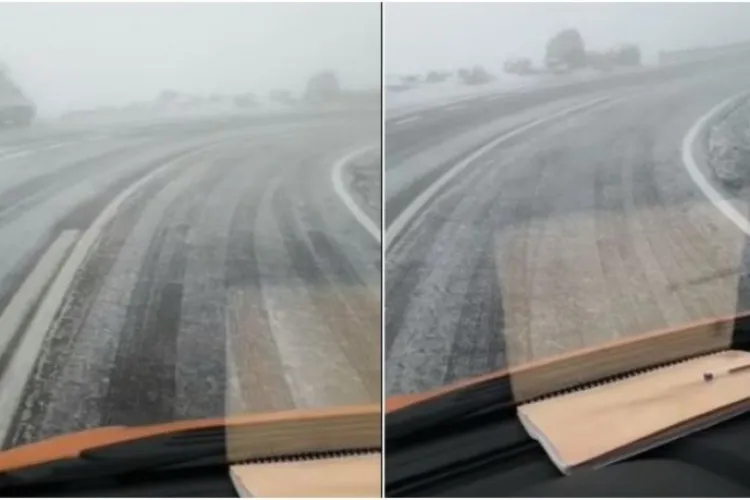 Prima zăpadă în România! Autoritățile intervin cu material antiderapant - VIDEO