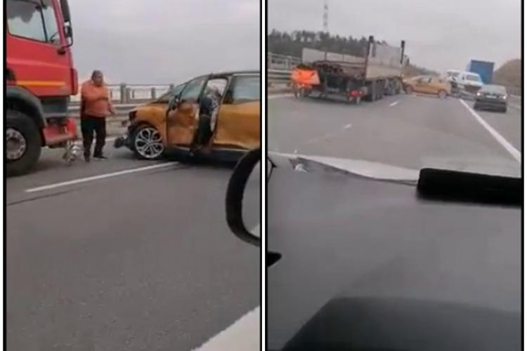 Accident pe Autostrada Transilvania, între Gilău și Turda: Nu mai știm umbla nici pe drumul drept - VIDEO