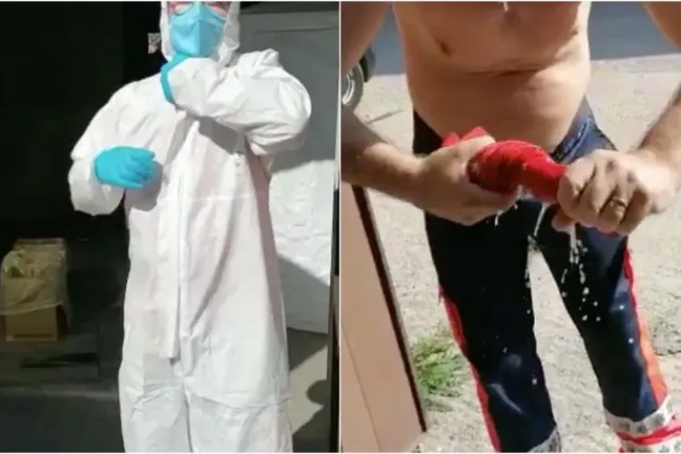 Ambulanțier EPUIZAT. Își stoarce apa din haine după o tură de numai 4 ore, cu 200 de intervenții pentru COVID - FOTO