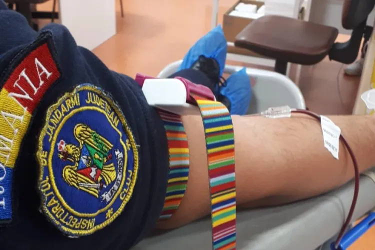 Jandarmii clujeni donează sânge în cadrul unei campanii naționale - FOTO