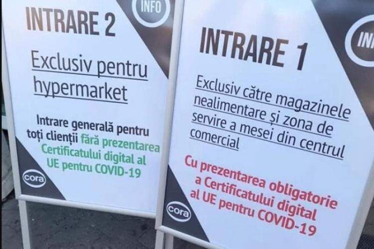 Amendă primită de Cora Cluj pentru că permitea accesul nevaccinaților în hypermarket fără certificat verde