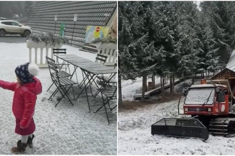 Bucuria primei zăpezi, surprinsă în imagini în staţiunea Cavnic
