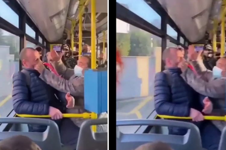 Clujean antivaccinist pălmuit de o femeie CURAJOASĂ în autobuz - VIDEO / UPDATE: Se pare că nevasta l-a luat la palme