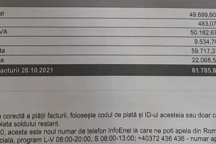  O femeie a primit factură de peste 16.000 de euro la curent electric. „Cât să consum cu nişte becuri, un televizor şi un boiler?” 