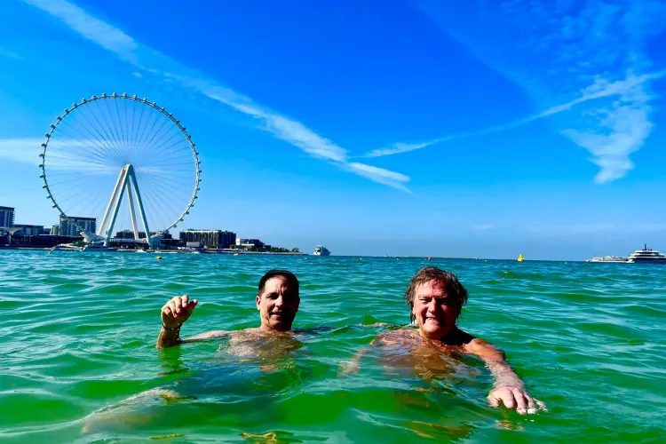 Florin Piersic concurs de înot alături de Dan Negru, în Dubai. Cine a câștigat - FOTO