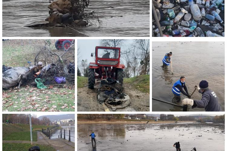 Ce GUNOAIE s-au găsit pe fundul râului Someșul Mic, în Cluj-Napoca, după golirea albiei pentru lucrările de modernizare - FOTO