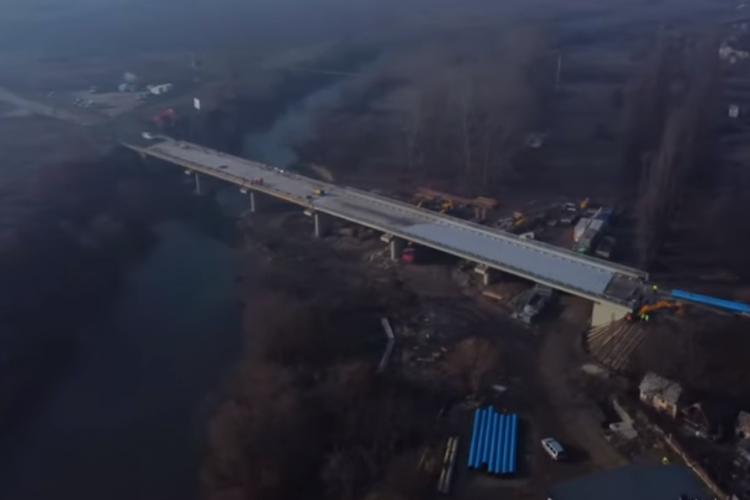 Cum arată Podul de la Turda, de peste Arieș. Se poate termina în 22 decembrie? - VIDEO din dronă