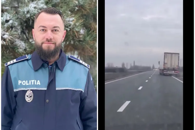 Un polițist din Bihor a imobilizat un șofer mort de beat, care conducea haotic un TIR pe Drumul Național - VIDEO