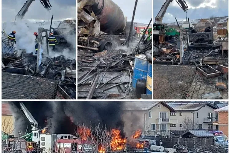 Explozie urmată de un incendiu în Luna de Sus, Florești - FOTO