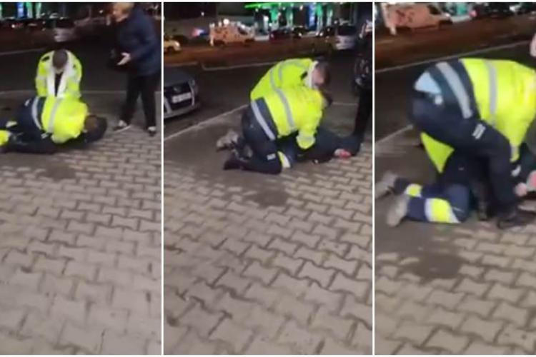 Intervenție brutală! Doi polițiști l-au scos cu forța pe un bărbat dintr-un supermarket, pentru că acesta nu purta mască - VIDEO