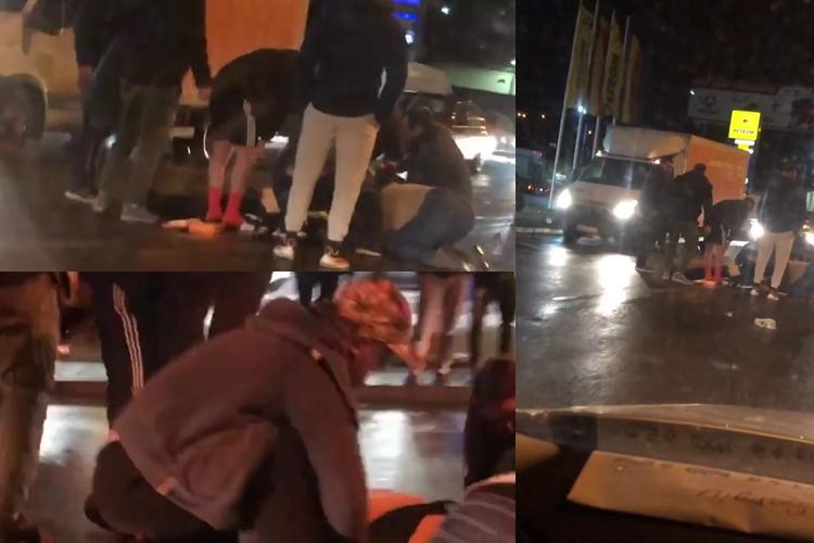 Pieton lovit de o mașină pe Calea Baciului, în Cluj-Napoca, lângă Petrom - VIDEO