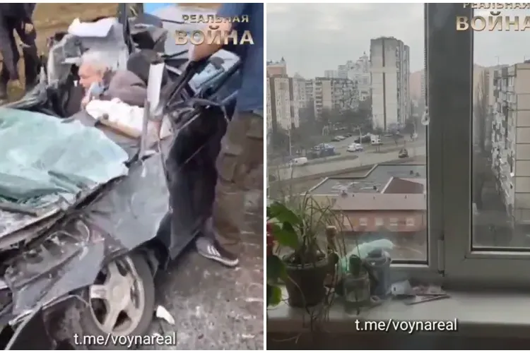 Momentul în care un autoturism este lovit INTENȚIONAT de un tanc rusesc, în Kiev: Sunt barbari - VIDEO