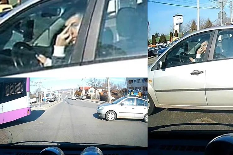 Cluj: Un GOLAN la volan, TAIE sensul giratoriu în Mărăști și apoi arată și semne obscene - FOTO