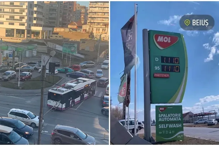 ”11 lei litrul de benzină!” - Clujenii au luat cu asalt benzinăria MOL de pe Teodor Mihali - FOTO
