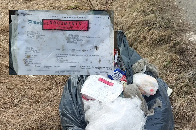 Drumul din Boju, comuna Cojocna, groapă de gunoi pentru firmele din construcții. Una și-a uitat factura - FOTO   