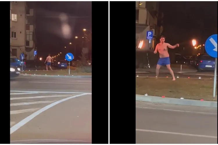 Românii au talent, LIVE în Mănăștur! Un tânăr dezbrăcat făcea jonglerii cu focul în sensul giratoriu - VIDEO