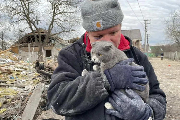 FOTO/VIDEO - Un ucrainean caută speranța printre rămășițele casei lui. A rămas singur. „Fiica mea a murit în scaunul cu rotile. Soția mea a murit și ea”