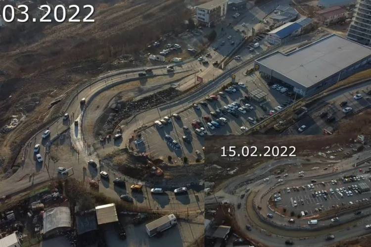 Ce progrese s-au făcut la sensul giratoriu de pe strada Frunzișului! Se înaintează încet - VIDEO