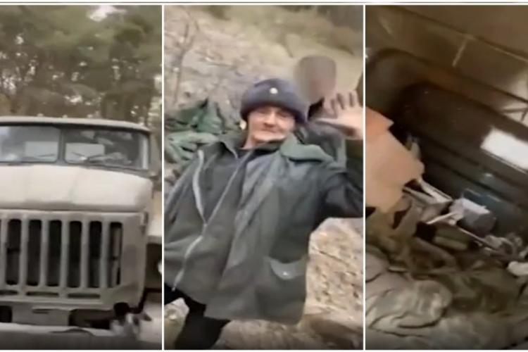 VIDEO - Un bunic ucrainean a furat un camion plin cu armament al armatei ruse și „l-a livrat” trupelor ucrainene