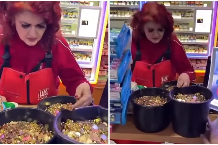 Boicot la LukOil! Au plătit un plin cu 3 găleți cu monede de 1 ban. Reacția angajatei, neprețuită - VIDEO