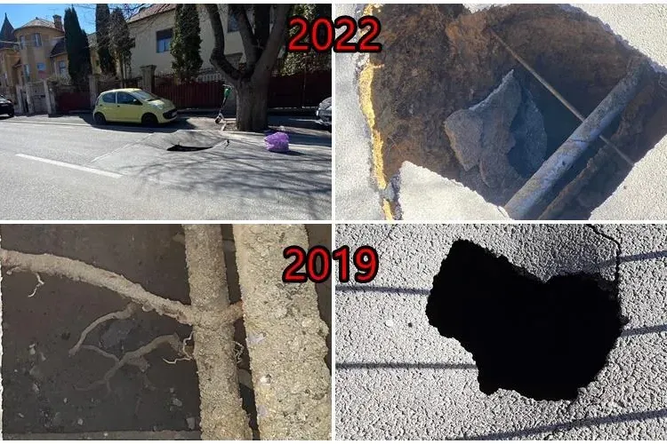 Crater în Andrei Mureșanu, în același loc ca acum 3 ani! ”Se sapă gura de metrou” - FOTO