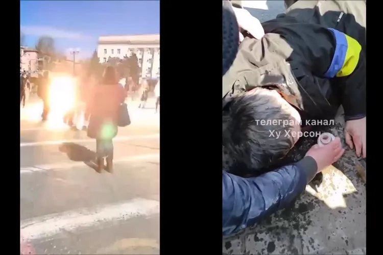 Rușii au tras în protestatarii din Herson! Mitingul era pașnic - VIDEO   