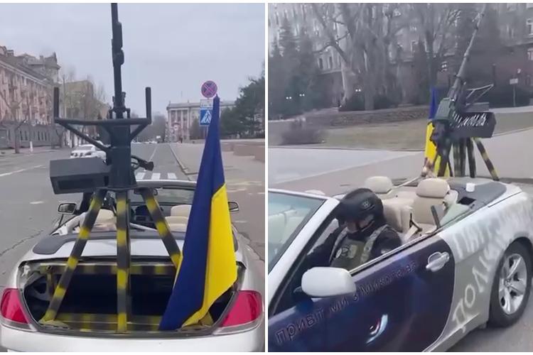 BMW decapotabil transformat în Ucraina în mașină de exterminat invadatori - VIDEO