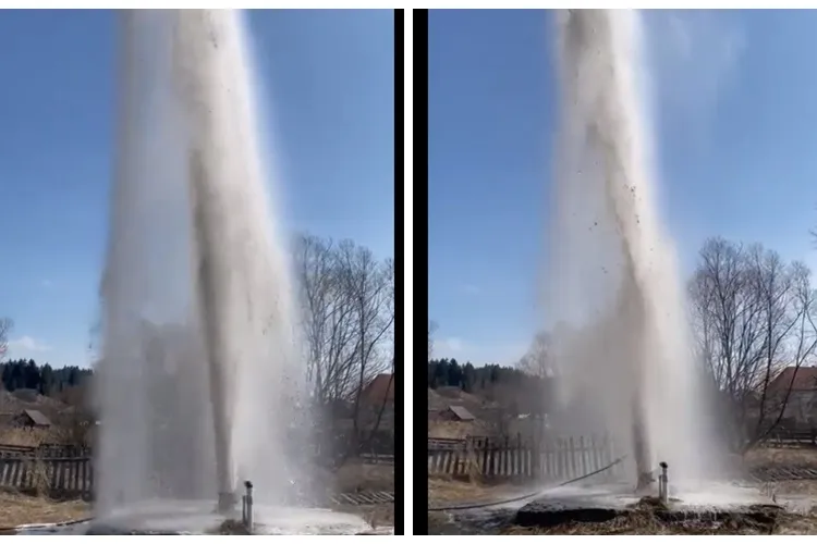 Marea subterană a României! Cum a erupt un un izvor de apă minerală în România - VIDEO