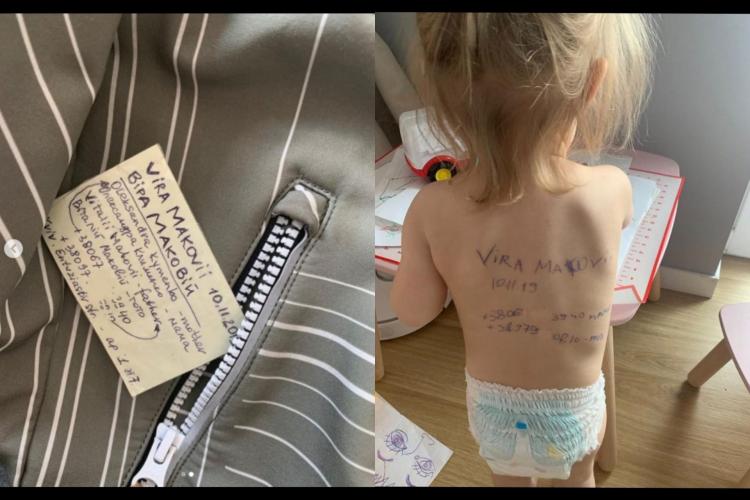 FOTO - Mamele din Ucraina au început să scrie pe spatele copiilor adresele şi numerele de telefon ale rudelor, în cazul în care vor fi ucise în război