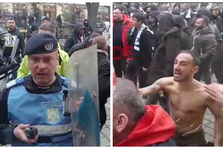 Explicațiile Jandarmeriei Cluj, după luptele de stradă cu suporterii U Cluj și Steaua București - FOTO și VIDEO