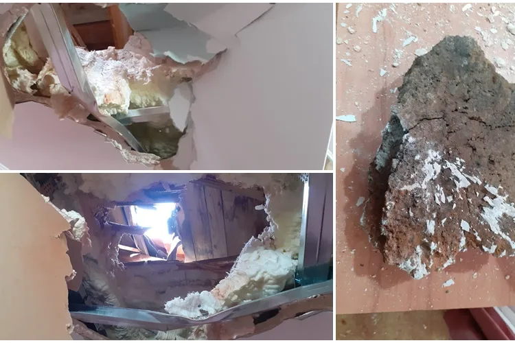 Bolovanul ghiulea, care a găurit o casă în Hunedoara, a venit de la un kilometru distanță - FOTO